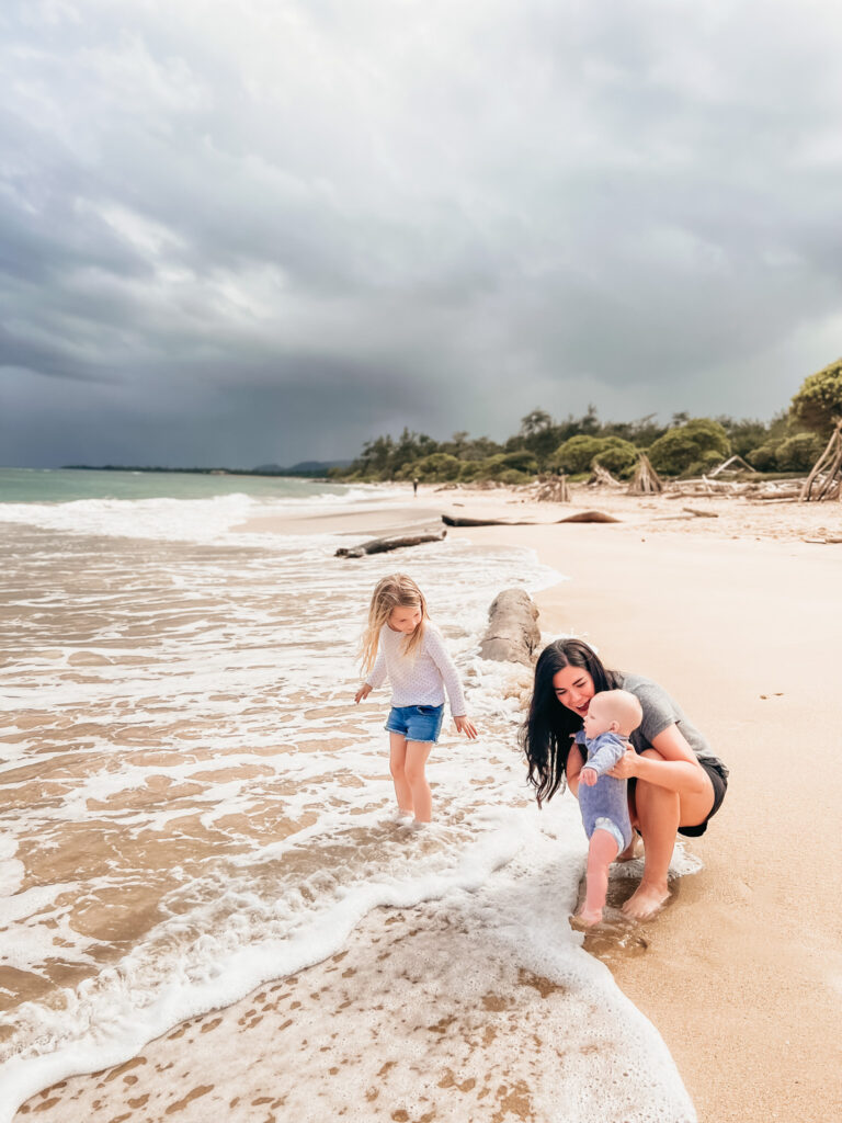 Beach in Kauai with kids