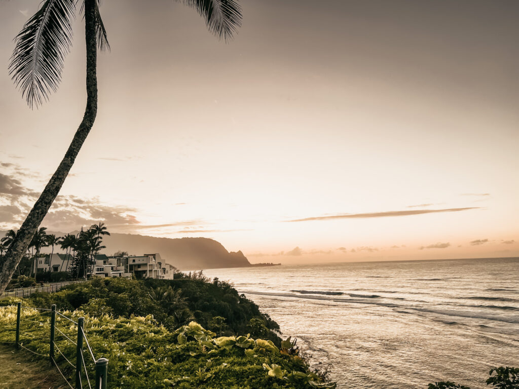 Sunset on the coast in Kauai