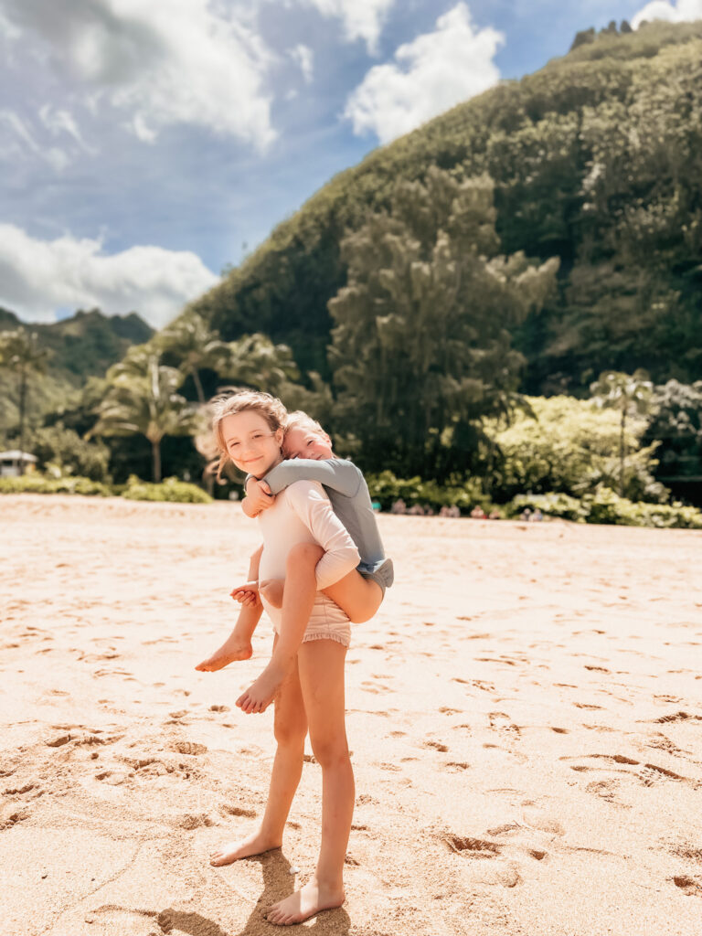 swimming at tunnels beach in Kauai