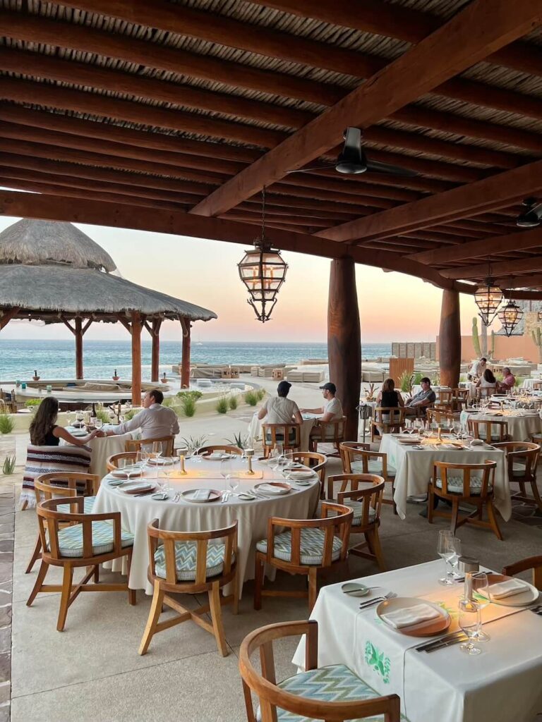 outdoor al fresco dining at restaurant on the beach