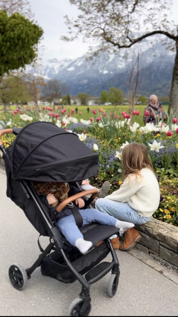 zoe travelers stroller in interlaken switzerland