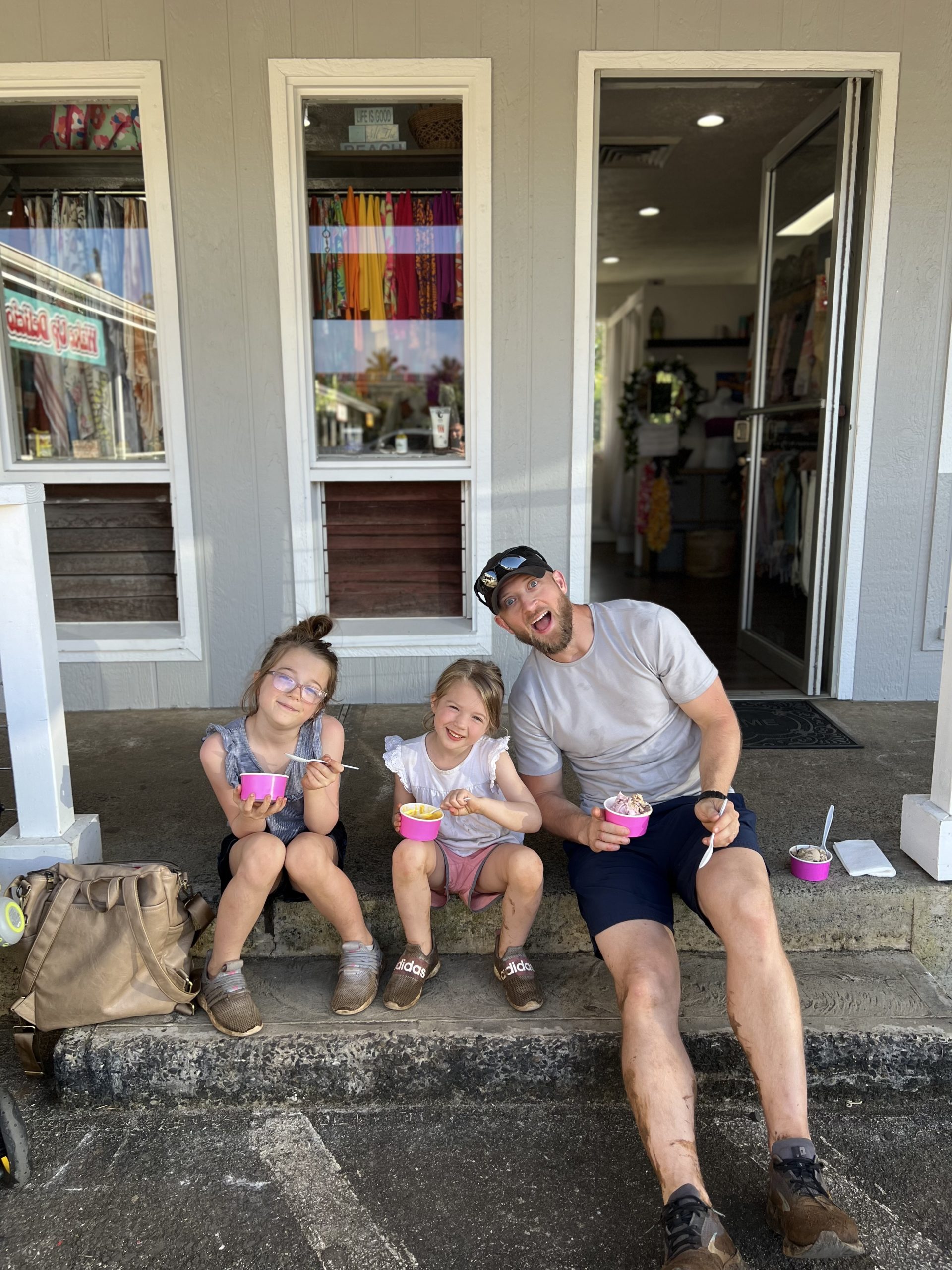 eating ice cream in downtown hanalei